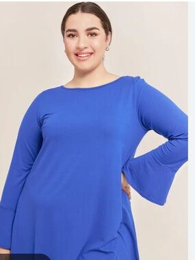 A’Nue Miami Royal Blue Long-Sleeve Boatneck Women's Top Medium
